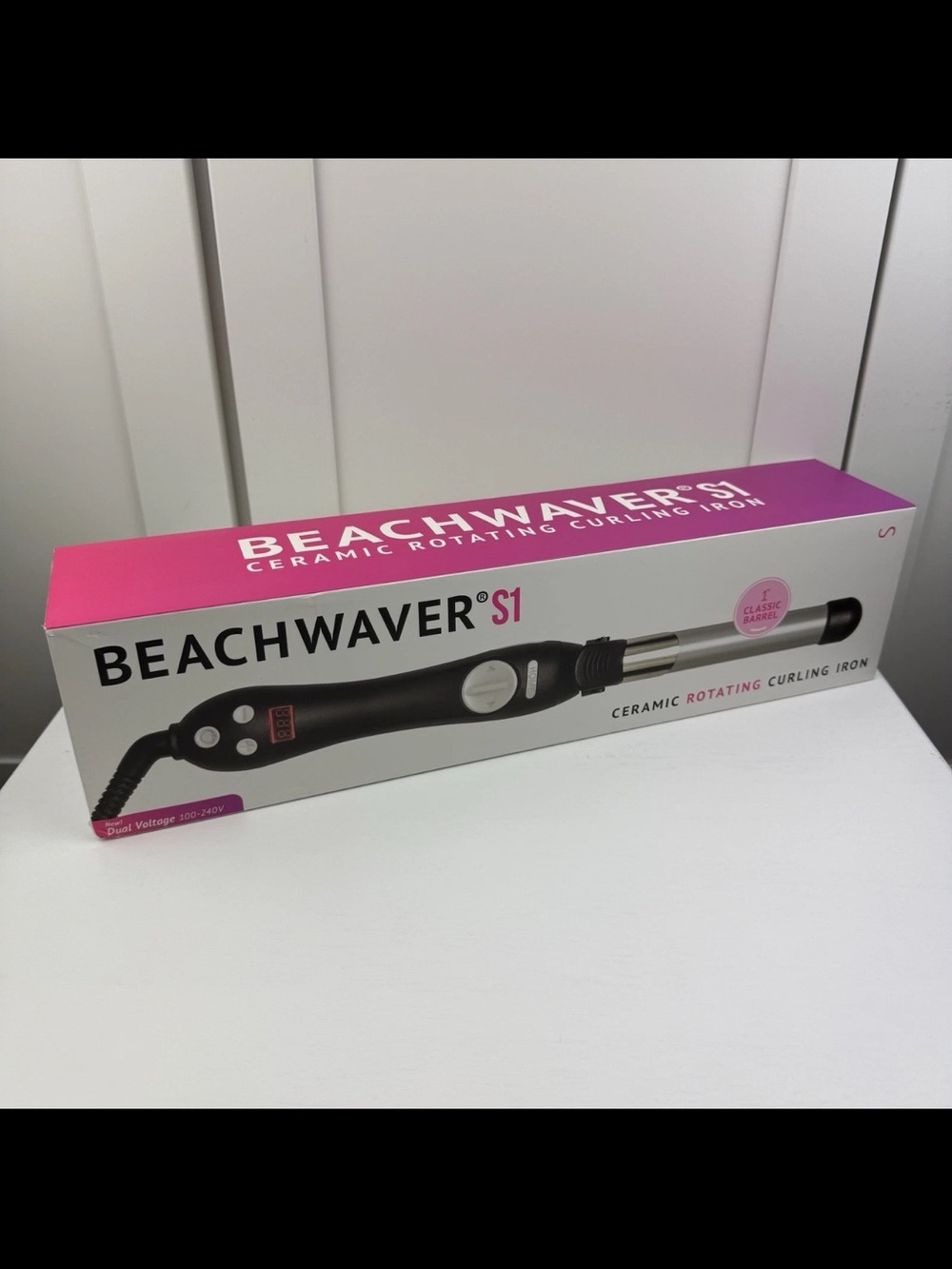 Beachwaver Co S1 Ceramic Rotating Curling Iron 1 Inch Barrel Black & Silver NEW!